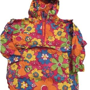 Childrens Place Anorak Windbreaker Jacket Girls Size XS Vibrant Floral Pattern